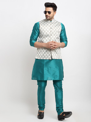 kaifoo Men Kurta Pyjama Ethnic Jacket Set