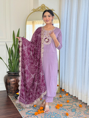 Parnavi Embroidered Kurta, Trouser/Pant & Dupatta Set