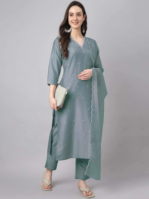Janasya Women Kurta Pant Dupatta Set