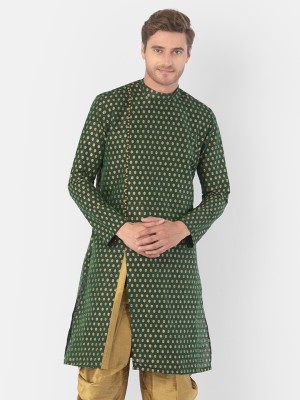 DEYANN Men Printed Straight Kurta(Green)