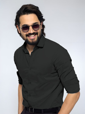 Vuon fab Men Solid Casual Black Shirt