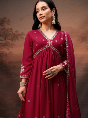 Vishudh Women Kurta Pant Attached Dupatta Set
