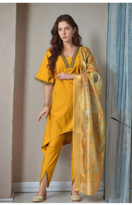 Sangria Women Kurta Palazzo Dupatta Set