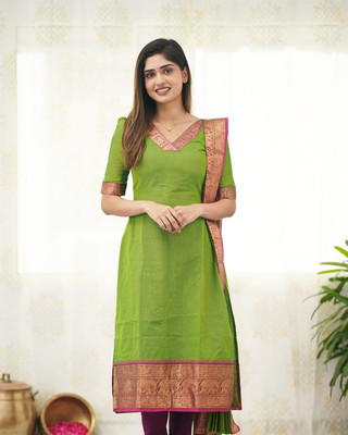 VASTRAHAAR Women Solid Ethnic Dress Kurta(Green)