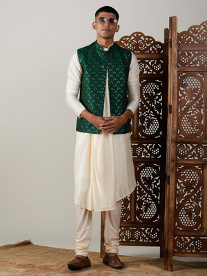 VASTRAMAY Men Kurta Pyjama Ethnic Jacket Set
