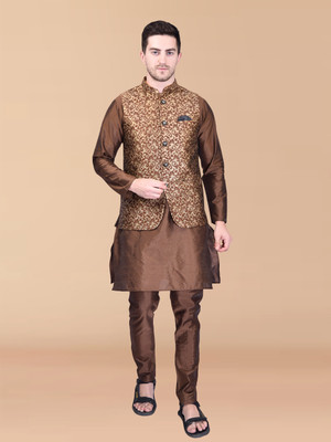PRINTCULTR Men Kurta Pyjama Ethnic Jacket Set