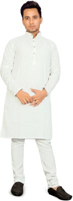 joshi fashion Men Embellished Straight Kurta(White)