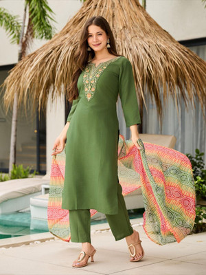 RANGTARA Embroidered Kurta, Trouser/Pant & Dupatta Set