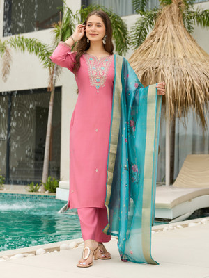 Krisio Embroidered Kurta, Trouser/Pant & Dupatta Set