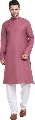 kraft india Men Solid Straight Kurta(Pink)