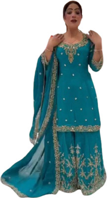 NF FAB Women Ethnic Top Palazzo Dupatta Set