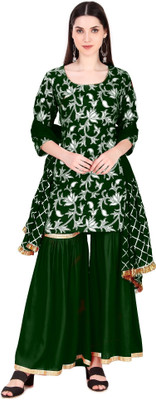 HHVHSH FASHION Women Kurta Sharara Dupatta Set