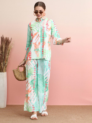 Indo Era Women Shirt Palazzo Set