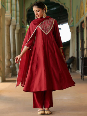 Janasya Women Kurti Pant Dupatta Set