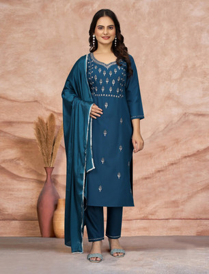 REKSO Embroidered Kurta, Trouser/Pant & Dupatta Set