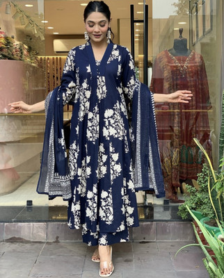 Samiksha Textile Floral Print Kurta, Palazzo & Dupatta Set