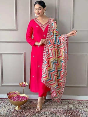 PILUDI Women Kurti Pant Attached Dupatta Set