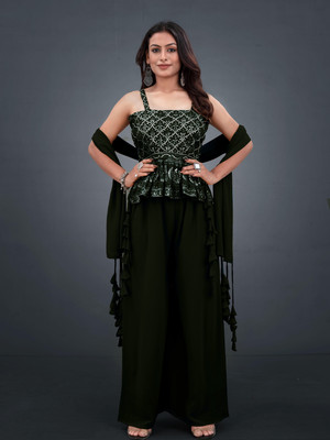 SANCIA Women Ethnic Top Palazzo Set