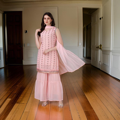 prexacreation Embroidered Kurta, Palazzo & Dupatta Set
