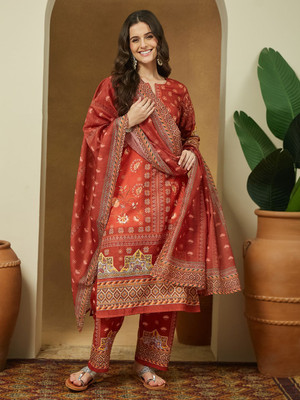 Janasya Women Kurta Pant Dupatta Set