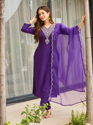 Prime Poster Embroidered Kurta, Trouser/Pant & Dupatta Set