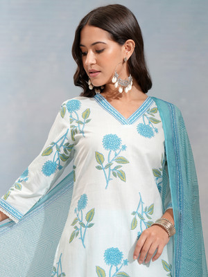 Vishudh Women Kurta Pant Attached Dupatta Set