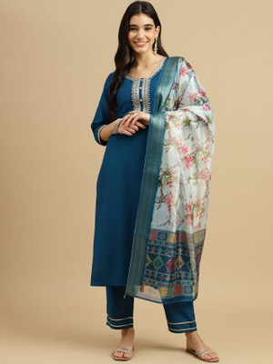 WIZOKA Embroidered Kurta, Trouser/Pant & Dupatta Set