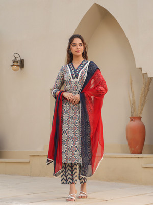 Rain & Rainbow Women Kurta Pant Attached Dupatta Set