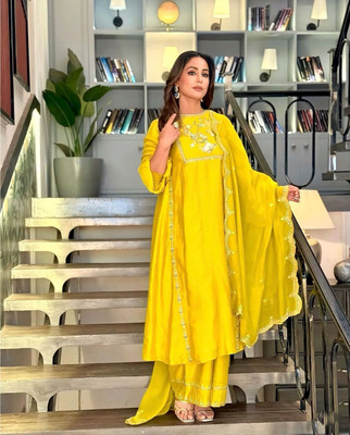 Rudra Fabtex Women Ethnic Top Palazzo Dupatta Set