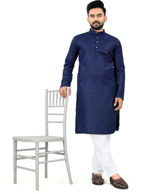 Radhika Creation Men Solid A-line Kurta(Blue)