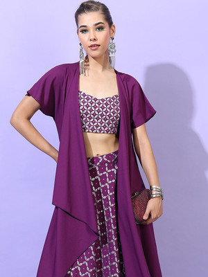 Vishudh Women Crop Top Skirt Set