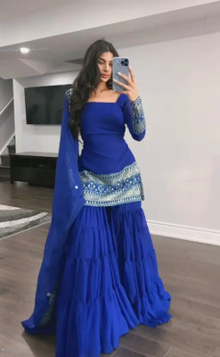 NIVATEX Women Ethnic Top Sharara Attached Dupatta Set