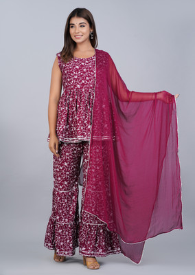 Parth Collection Women Kurta Sharara Dupatta Set