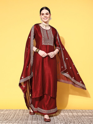 OmNamo Women Kurta Palazzo Dupatta Set