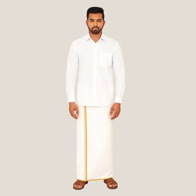 kkv Men Shirt Dhoti Set