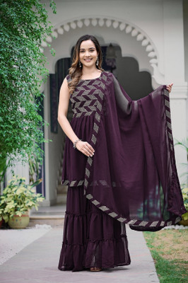 GRISHU COLLECTION Women Crop Top Palazzo Dupatta Set
