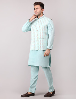 ADARNIYA Men Kurta Pyjama Ethnic Jacket Set