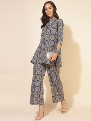 Janasya Women Ethnic Top Palazzo Set