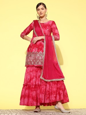 Indo Era Women Kurta Sharara Dupatta Set