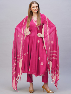 Tasrika Solid Anarkali Kurta, Bottom & Dupatta Set