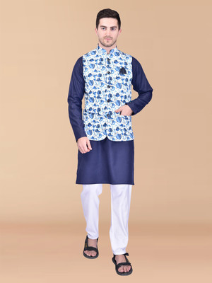 PRINTCULTR Men Kurta Pyjama Ethnic Jacket Set