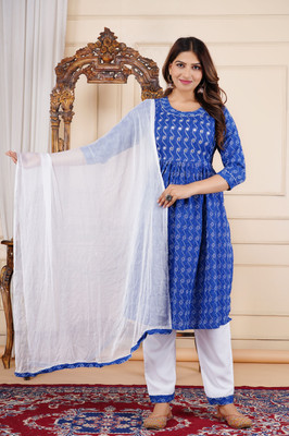 SONAVA CLUB Women Ethnic Top Pant Dupatta Set