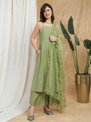 Globus Women Kurta Palazzo Dupatta Set
