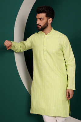 ARMAAN ETHNIC Men Printed Straight Kurta(Green)