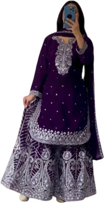 JINIMART Women Ethnic Top Palazzo Dupatta Set