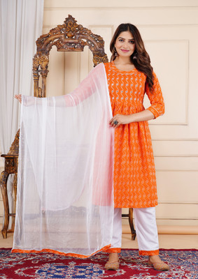 SONAVA CLUB Women Ethnic Top Pant Dupatta Set
