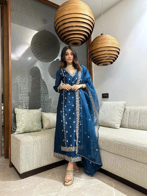 Cartyshop Women Kurta Palazzo Dupatta Set