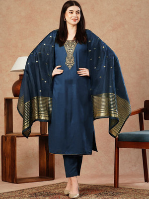ShreeVastra Embroidered Kurta, Trouser/Pant & Dupatta Set