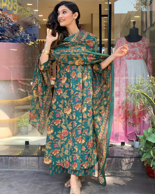 Anni Designer Floral Print Kurta, Palazzo & Dupatta Set
