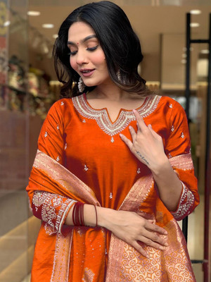 KHODIYAR ENTERPRISES Embroidered Kurta, Trouser/Pant & Dupatta Set